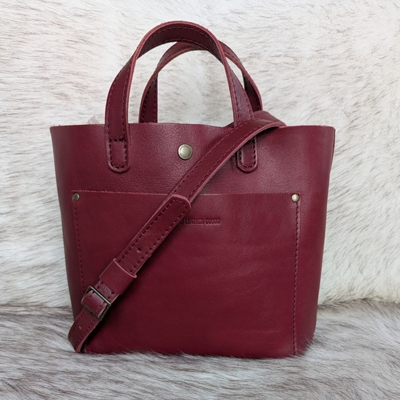 Portland Leather Mini Crossbody Tote in Berry Good - Picture 2 of 14